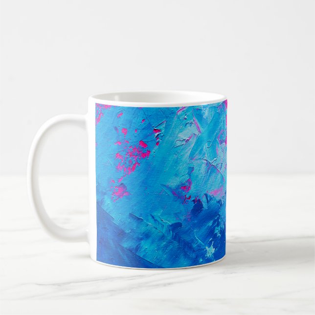 abstrakte Ölfarbe Textur auf Leinwand, Hintergrund Kaffeetasse (Links)