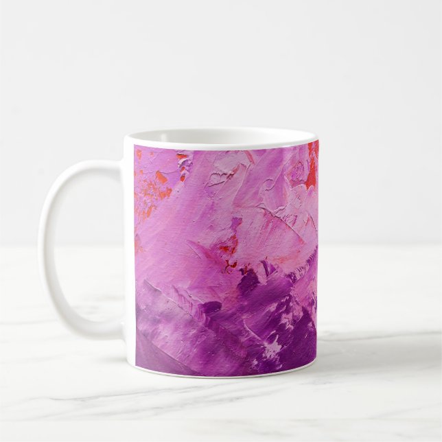 abstrakte Ölfarbe Textur auf Leinwand, Hintergrund Kaffeetasse (Links)