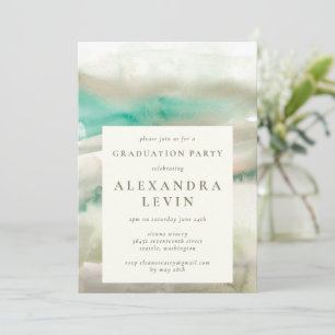 Abstrakte Olive Green Watercolor Graduation Party Einladung