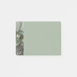 Abstrakte Oliven-Salbei-Grün-Grau-Fraktal-Kunst-Fa Post-it Klebezettel
