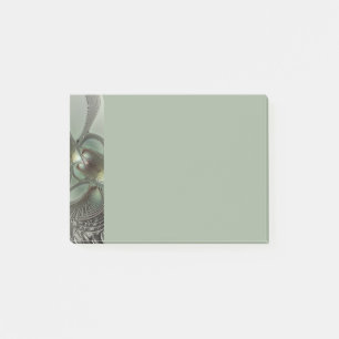 Abstrakte Oliven-Salbei-Grün-Grau-Fraktal-Kunst-Fa Post-it Klebezettel