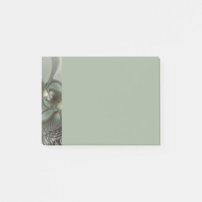 Abstrakte Oliven-Salbei-Grün-Grau-Fraktal-Kunst-Fa Post-it Klebezettel (Vorderseite)