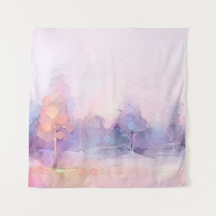 Abstrakte Ölmalerei Winterwaldlandschaft. Sem Wandteppich