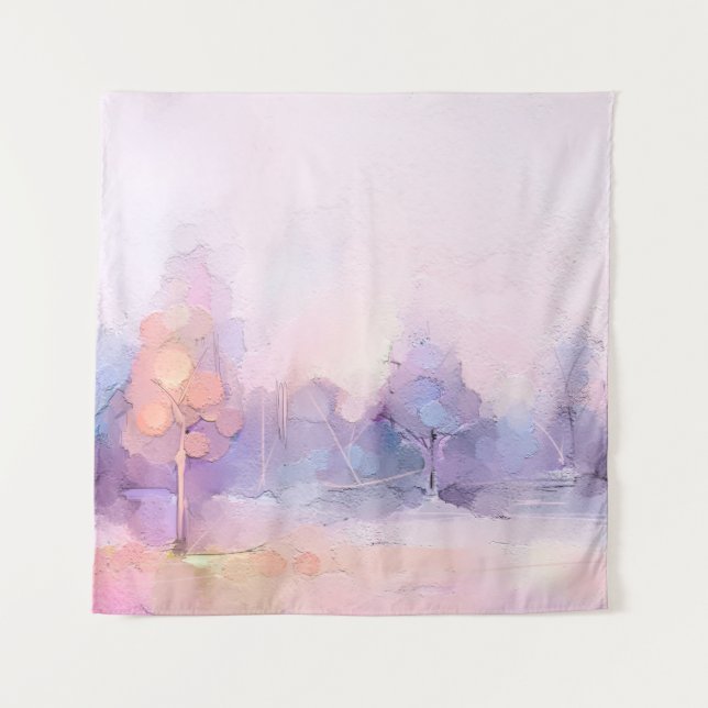 Abstrakte Ölmalerei Winterwaldlandschaft. Sem Wandteppich (Vorderseite)