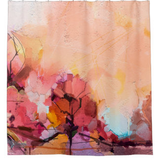 Abstrakte Ölmalerlandschaft. Blauer Pur Duschvorhang