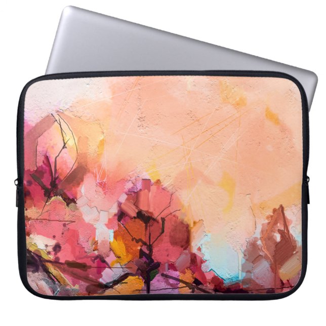 Abstrakte Ölmalerlandschaft. Blauer Pur Laptopschutzhülle (Vorderseite)