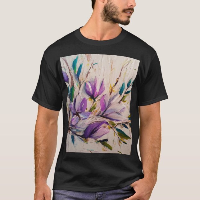 Abstrakte Ölmaltechnik Blume Blätter T-Shirt (Vorderseite)