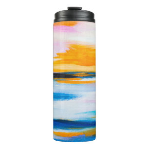 Abstrakte Ölstruktur, Sonnenuntergang, Meeresmaler Thermosbecher