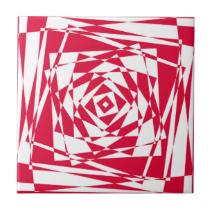 Abstrakte optische Illusion Keramik Tile Red White Fliese