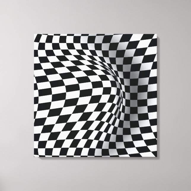 abstrakte optische Täuschung Schwarz-weißer Op-Art Leinwanddruck (Vorderseite)