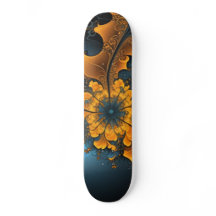 Abstrakte Orange Blaue Fraktal-Kunst-Skateboard