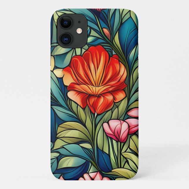 Abstrakte Orange-Blume auf Grün Case-Mate iPhone Hülle (Rückseite)