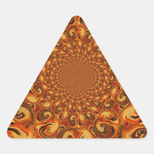 Abstrakte Orange-, Braun- und Grüntöne Dreieckiger Aufkleber