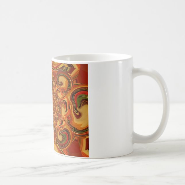 Abstrakte Orange-, Braun- und Grüntöne Kaffeetasse (Rechts)
