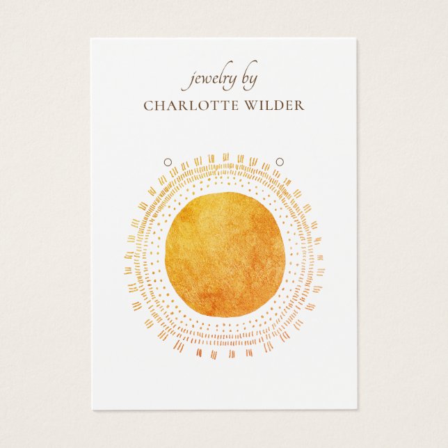 Abstrakte Orange Gold Circle Earring Display Card (Vorderseite)