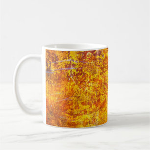 Abstrakte orange Hintergrundtextur Betonwand, Kaffeetasse