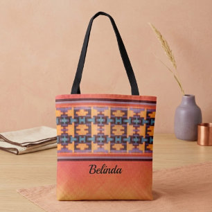 Abstrakte Orange, Lila, Gelbe und Blaue Stammes-Ta