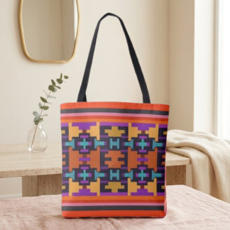 Abstrakte Orange, Lila, Gelbe und Blaue Stammes-Ta