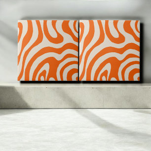Abstrakte orange Marmor-Groovy-Streifen kühne mode Fliese