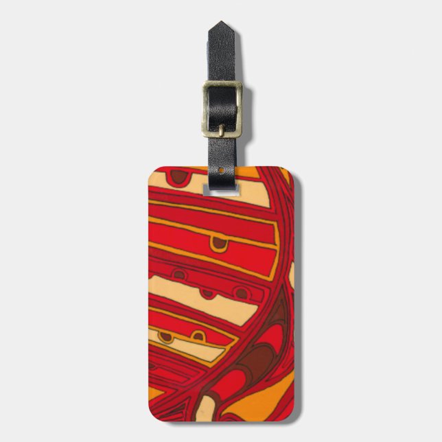 Abstrakte orange Platten Gepäckanhänger (Vorderseite vertikal)