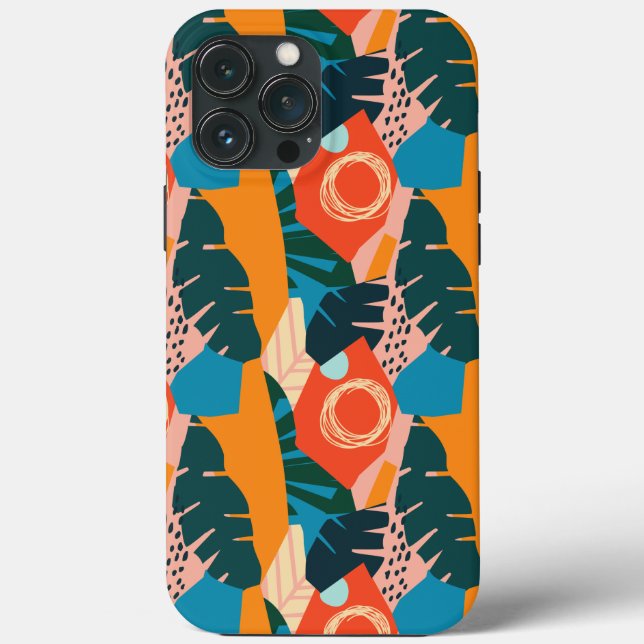 Abstrakte Orange Summer Tropical Blätter Case-Mate iPhone Hülle (Rückseite)