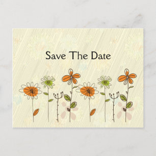 Abstrakte orange und Limone Blumen Save the Date Ankündigungspostkarte