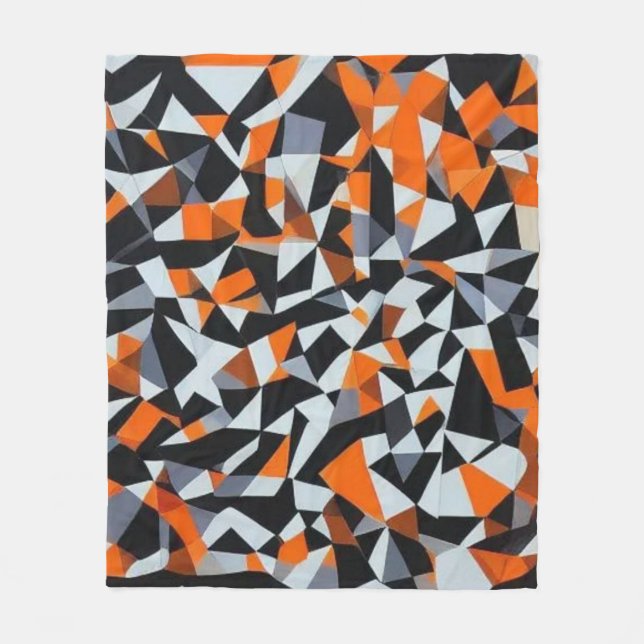 Abstrakte Orange- und Schwarz-Geometrie-Kunst Fleecedecke (Vorderseite)