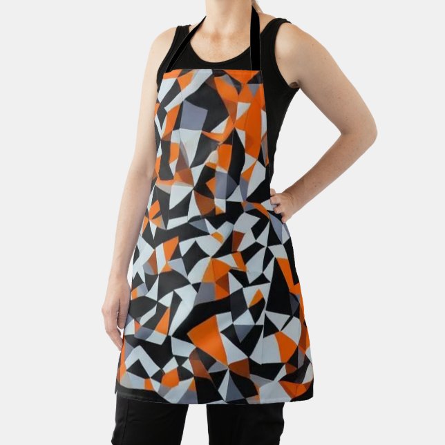 Abstrakte Orange- und Schwarz-Geometrie-Kunst Schürze (InSitu)