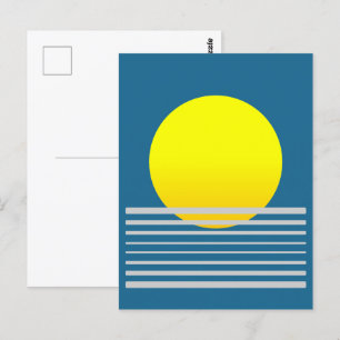 Abstrakte Orangefahr- und Meereslandschaft Postkarte