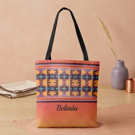 Abstrakte Orangefarbene, Lila, Gelbe und Blaue Tas