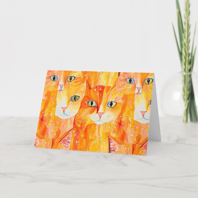 Abstrakte Orangenkatze Dankeskarte (Vorderseite)