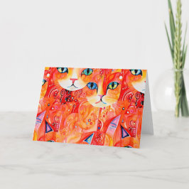 Abstrakte Orangenkatze Dankeskarte