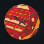 Abstrakte Orangenpanels Runde Wanduhr<br><div class="desc">Ein surrealistischer Traum,  diese abstrakten,  leuchtend farbigen Orangentafeln sehen aus wie geschmolzenes Wachs,  das durch eine Leinwand fließt. Als Jennifer Goldberger Schöpfung ist dieses Werk phantastisch in seiner fantasievollen Verwendung von Farben und Linien. Bestelle noch heute!</div>