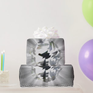 Abstrakte Orb - Schachbrettmuster Grau und Schwarz Geschenkpapier