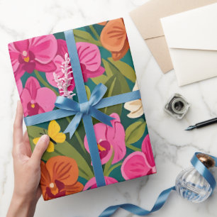 Abstrakte Orchideen Schmetterlinge Geschenkpapier