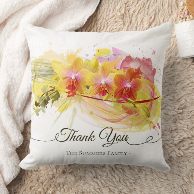 Abstrakte Orchids Farbschlackenkalligraphie Kissen (Decke)