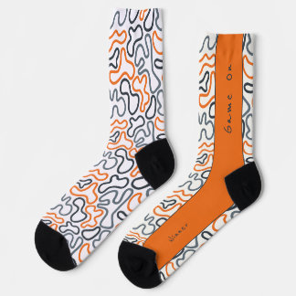 Abstrakte organische Linie Weiß Orange Leidenschaf Socken