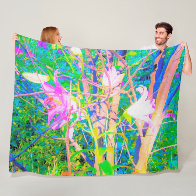 Abstrakte orientalische Lilien in meinem Rubio-Gar Fleecedecke (Beispiel)