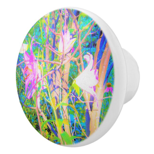 Abstrakte orientalische Lilien in meinem Rubio-Gar Keramikknauf (Rechts)