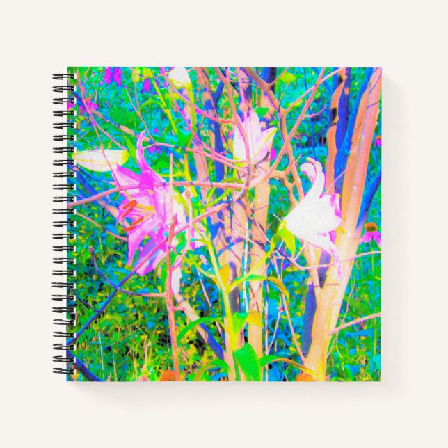 Abstrakte orientalische Lilien in meinem Rubio-Gar Notizbuch (Vorderseite)