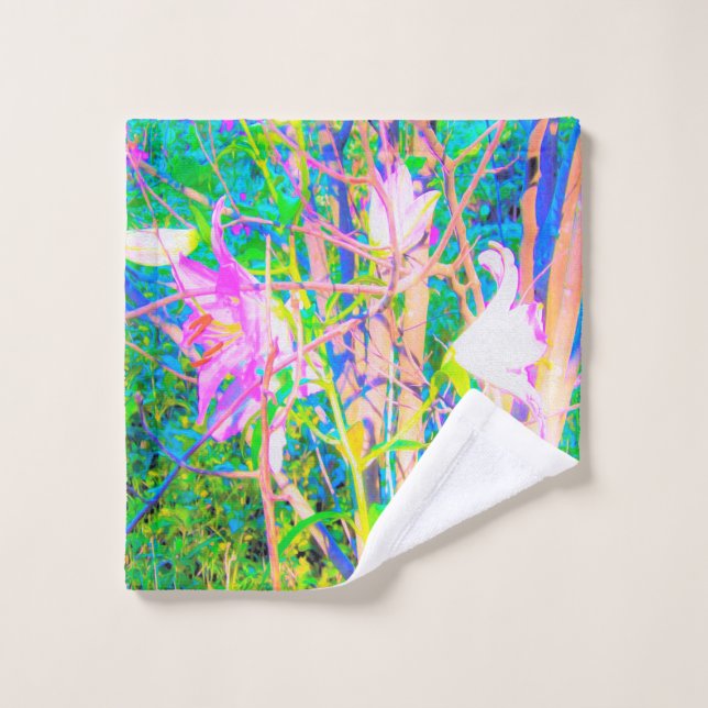 Abstrakte orientalische Lilien in meinem Rubio-Gar Waschlappen (Waschlappen)