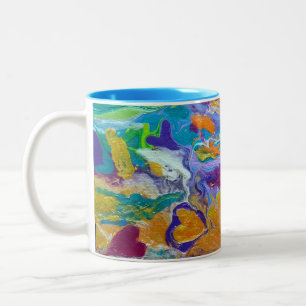 abstrakte Originalkunst Hearts Adrift Zweifarbige Tasse