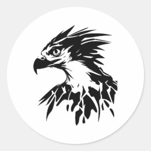 Abstrakte Osprey Kunst in BW Runder Aufkleber