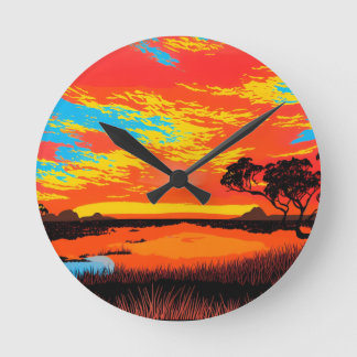 Abstrakte Outback Wüste Landschaft Art #3 Runde Wanduhr