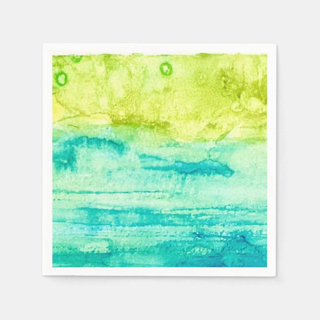 Abstrakte Ozean-Aquarellmalerei Serviette (Vorderseite)