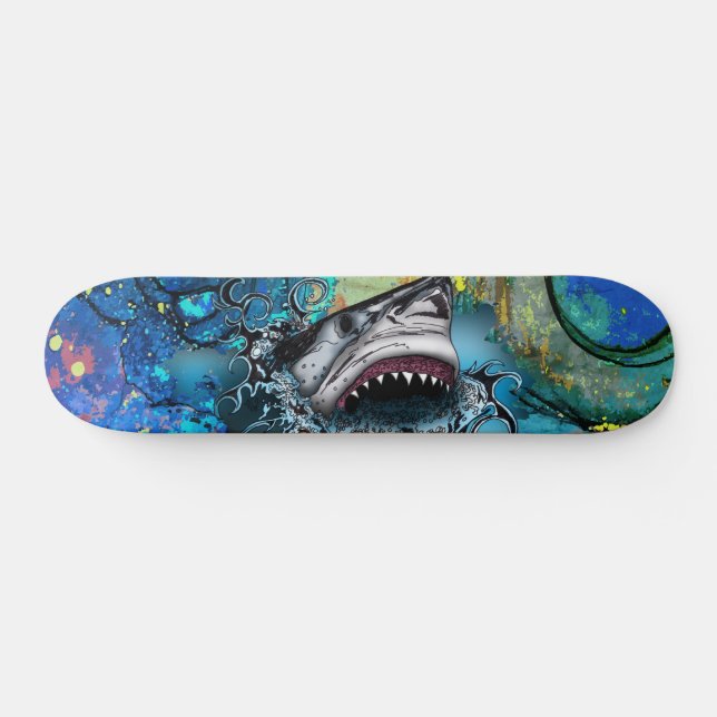 Abstrakte Ozean-Hai-Marmor-Kunst-Splash Skateboard (Horizontal)