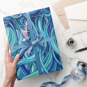 Abstrakte Ozeanblaue Quallen-Wrap-Papier Geschenkpapier