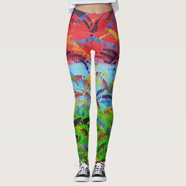 Abstrakte Paint Spatter Original farbenfroh Modern Leggings (Vorderseite)