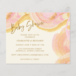 Abstrakte Paint Swirt Pink Baby Duschkarte