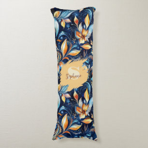 Abstrakte Paisley-Blätter in Blau und Gold (2) Seitenschläferkissen